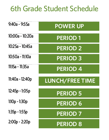 6th Student Schedule Example 6-12 Schedule