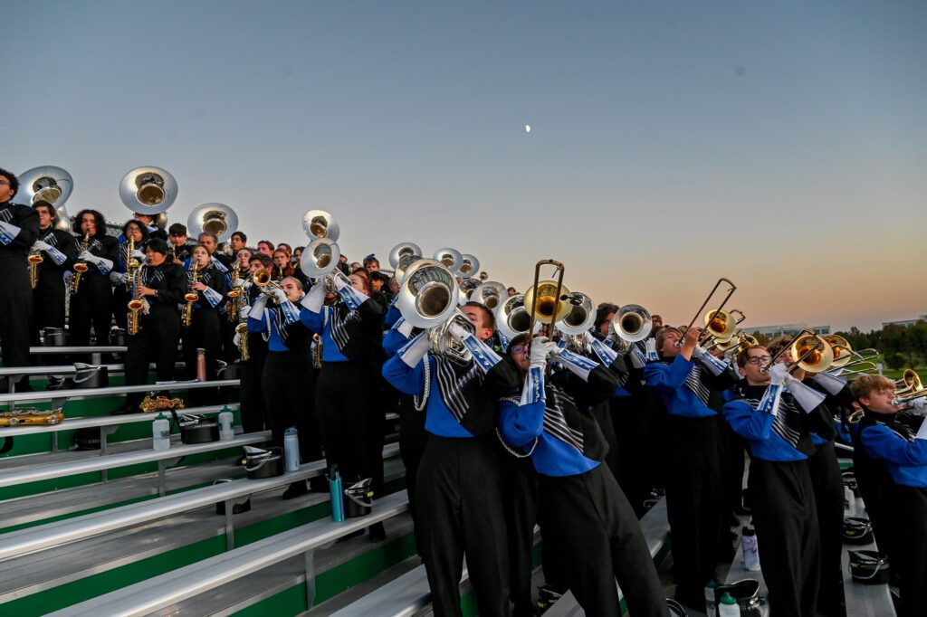 Pep band performance during football game