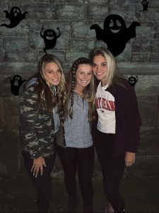 Abby Ullum (11), Avery Jantino(11), and Sydney Malehorn (11) standing in line for the Ohio State Reformatory. Photo taken by Jordan Thompson (11).