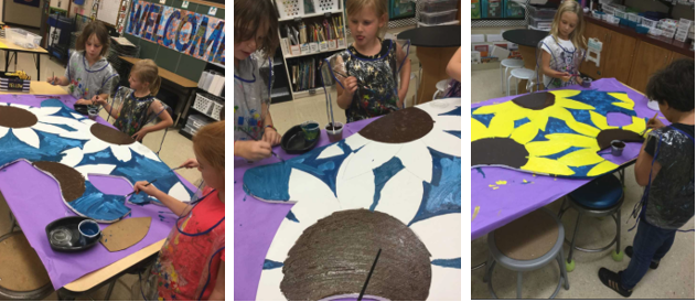 Students from Brown Elementary's Painting Club designed the Jag cut out to represent HIlliard's flower, the sunflower.