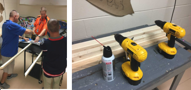 As the shapes were completed, staff members added stakes for installation outside.