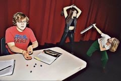 Members of the cast of She Kills Monsters practice D&D fight choreography Photo by Bradley Theater.