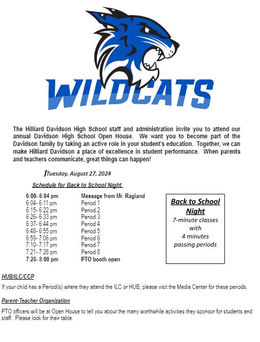Davidson Open House Tuesday, August 27 Hilliard Davidson High School