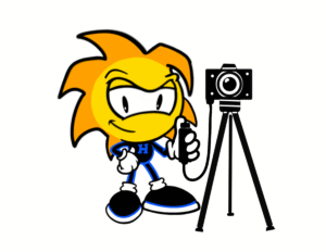 School Mascot standing with a camera