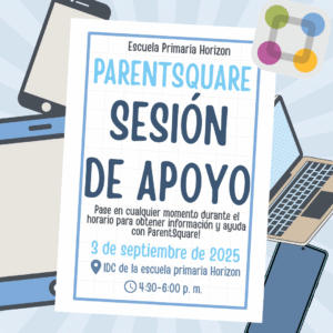 Help Session Graphic giving details of an elementary school's event in Spanish