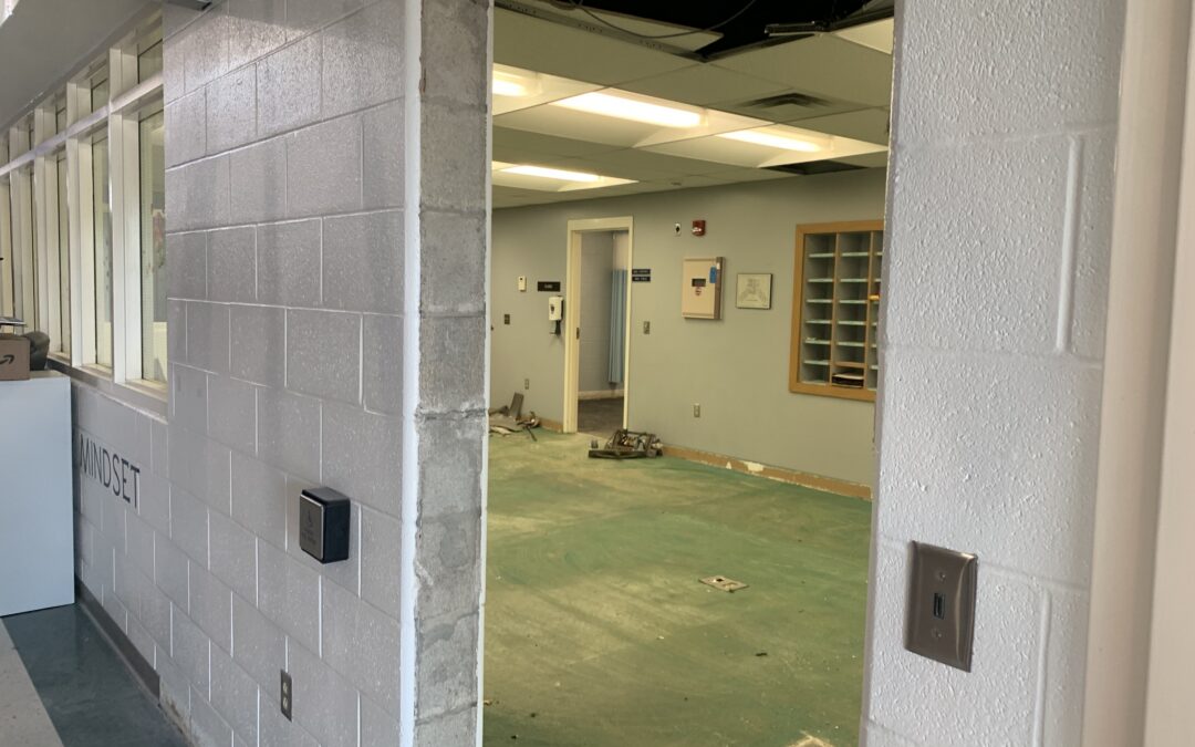 Construction on indoor entrance.