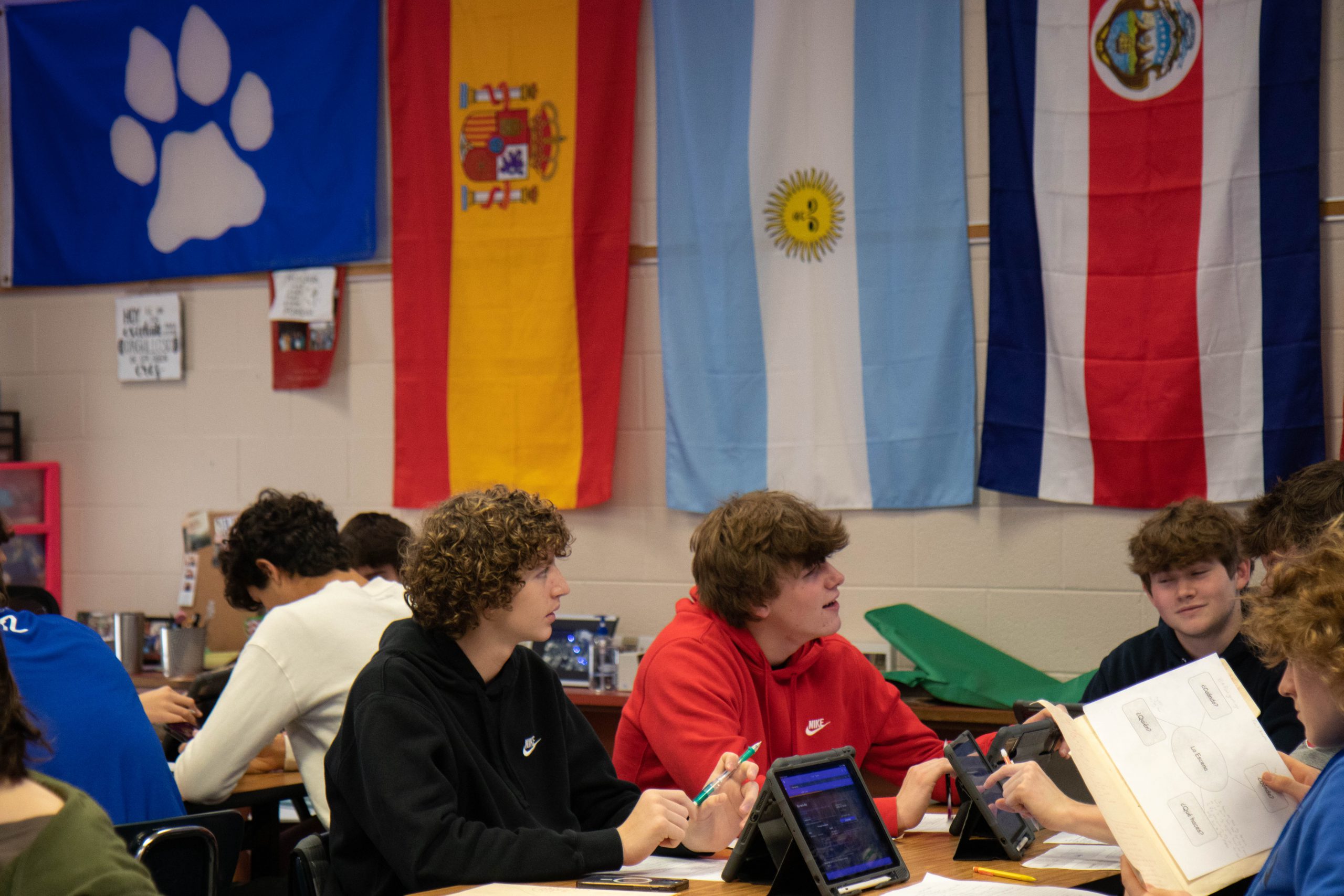 High School students working in class