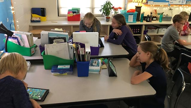 Students working on iPads