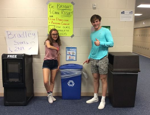 Students with new bins