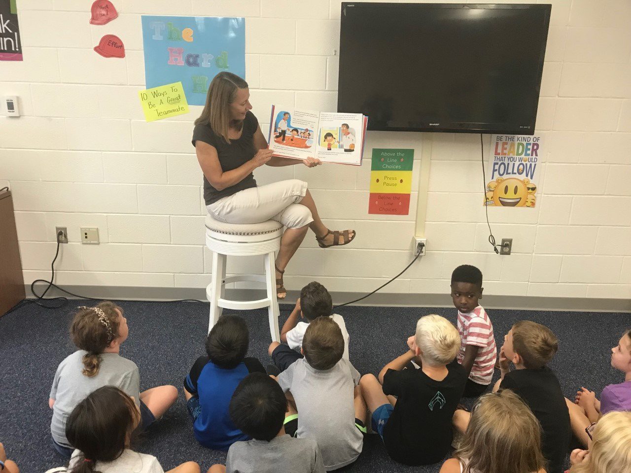 Mrs. Hawley reading to students