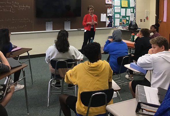 guest speaker in front of students