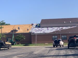 New roof installed on building.