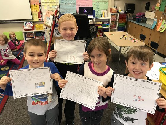Students with kindness certificates